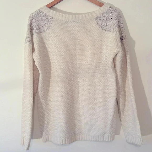 The Limited Rhinestone Shoulder Accent Crew Neck Sweater - Picture 2 of 5